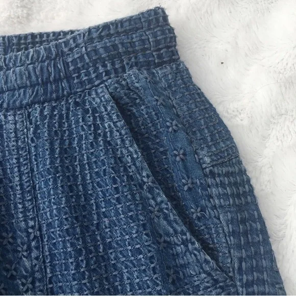 Johnny Was Sana Denim Pull-On Pant Embroidered Cargo Jogger Pants Size XL
